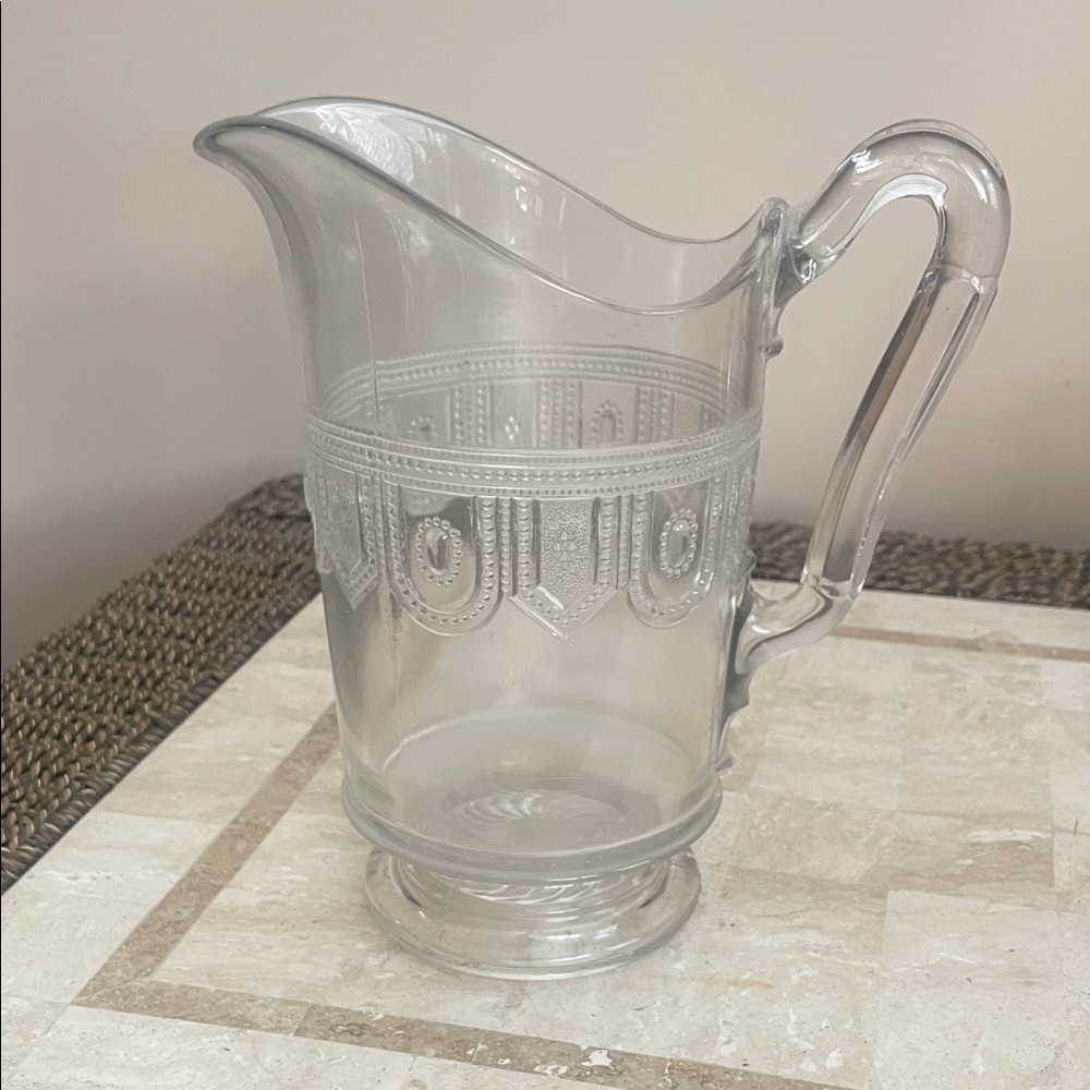 Burlington Glass Works pressed 1884 pitcher